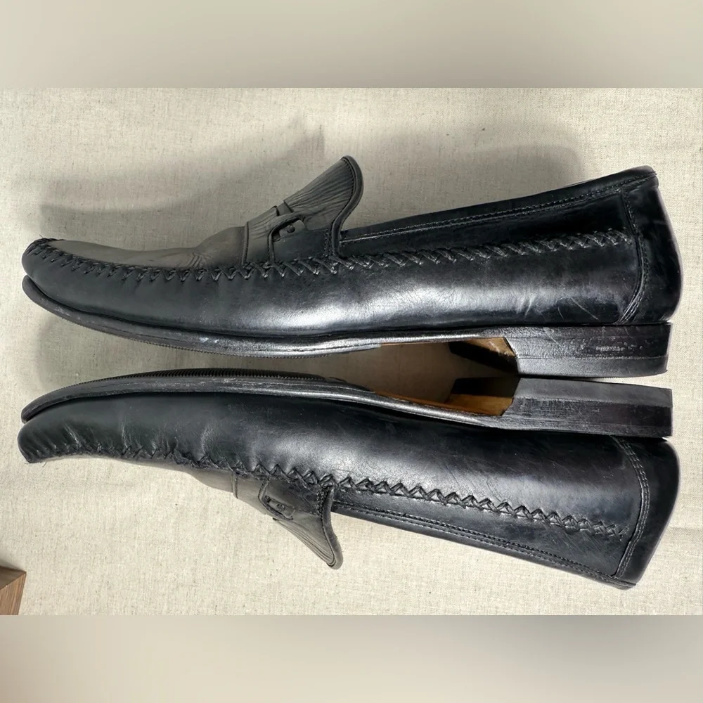 Johnston &‎ Murphy Men's Dress Shoes Black Leather Penny Loafers Size 9.5 M